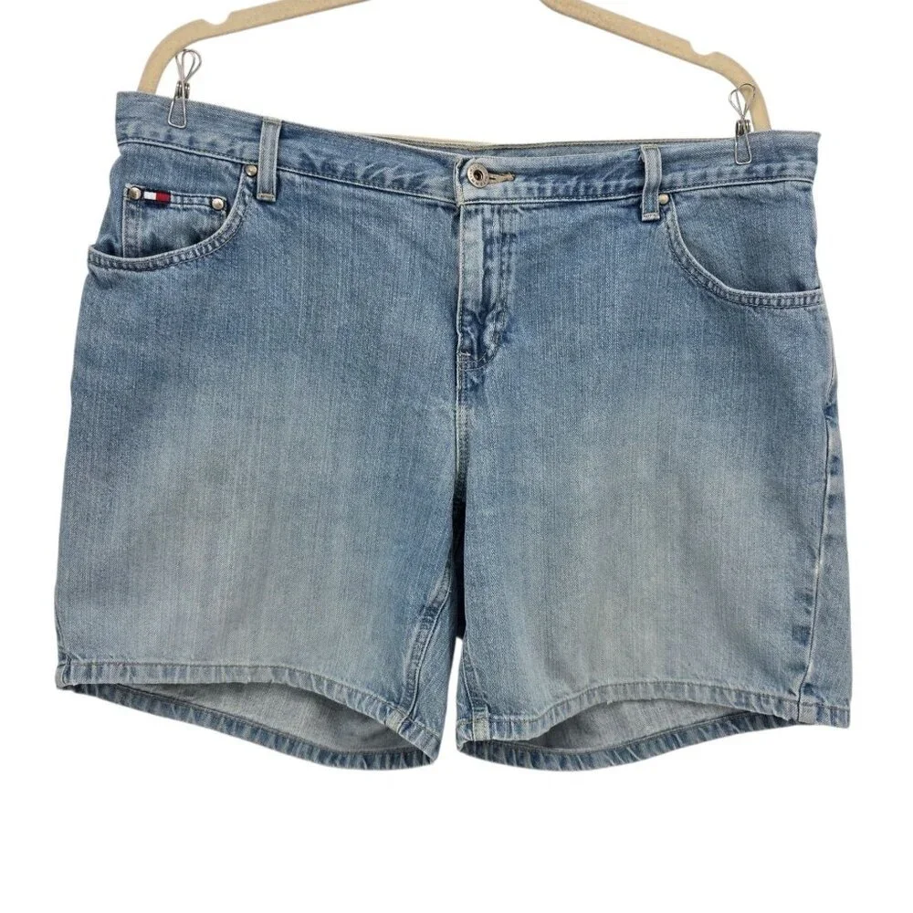 Vintage Tommy Hilfiger Womens 14 Shorts Boyfriend Denim Jean Distressed Y2K